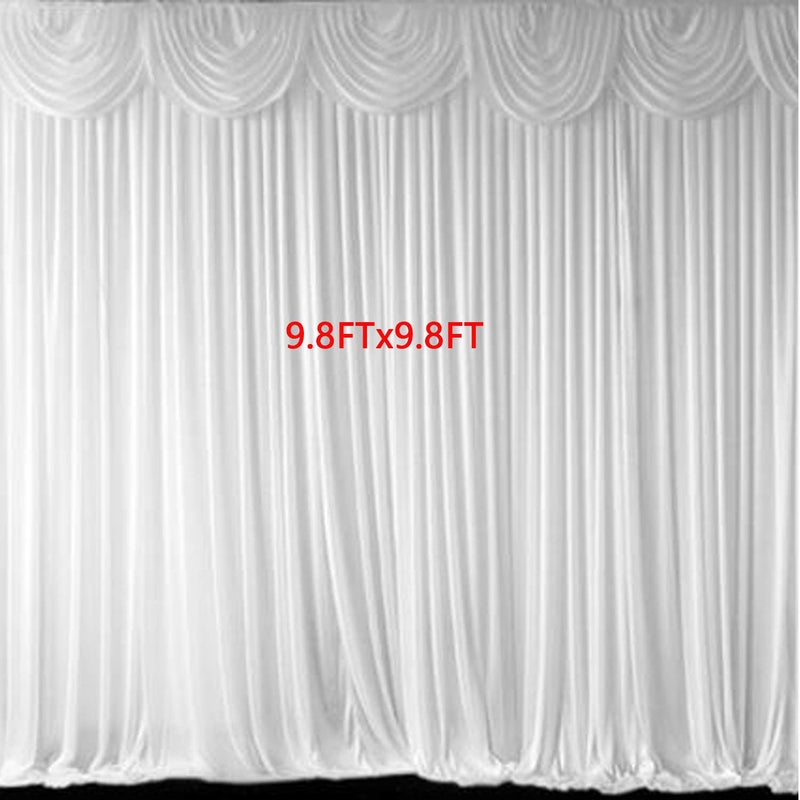 MYOYAY Ice Silk White Backdrop Curtain 10x10ft Wedding Stage Backdrop Drapes Wrinkle Free Photo Backdrop Drapes for Party Bridal Baby Shower Reception Graduation Decorations - Image 2
